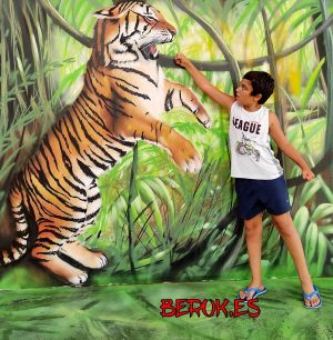 Graffiti Mural Tigre 3d Trampantojo 300x100000